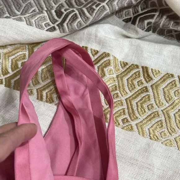 (R7) LAUREN Ralph Lauren Satin One-Shoulder Cocktail Dress in Pink Size 16 - Picture 12 of 16